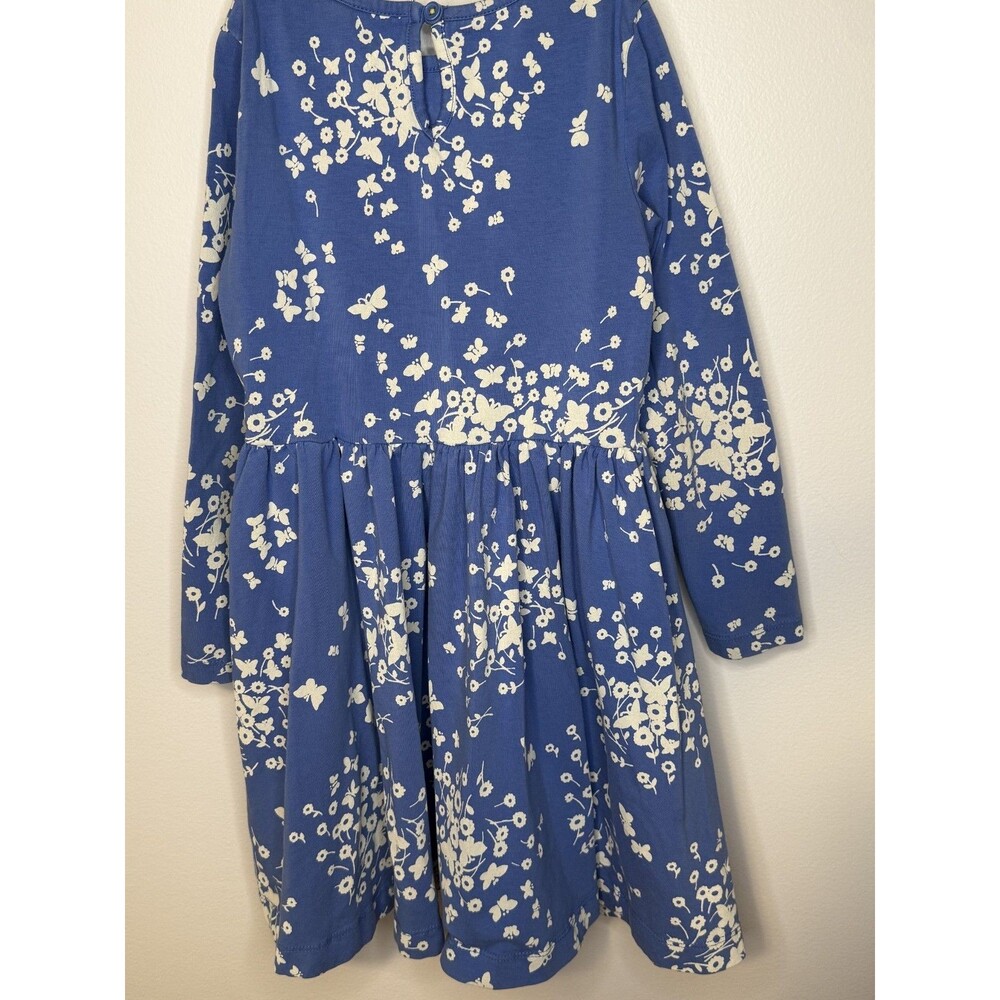 Mini Boden Girls Blue Butterfly Flower Dress 6-7Y 122cm Long Sleeve EUC - Picture 5 of 9